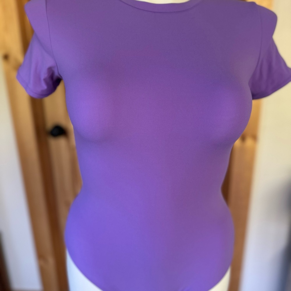 SKIMS Purple Fitted Short Sleeve Bodysuit